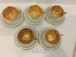 Set 5 Vintage Rosenthal Gold Maria Demitasse Cups & Saucers Germany US Zone