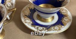 Set 5 Vintage Rosenthal Kronach Bavaria Goldrose Cups & Saucers Cobalt & Gold