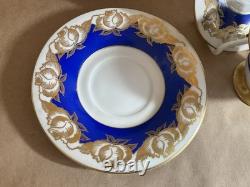 Set 5 Vintage Rosenthal Kronach Bavaria Goldrose Cups & Saucers Cobalt & Gold