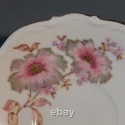 Set 6 MITTERTEICH Bavaria DOGWOOD Footed Tea Cup Saucer Gold Scalloped Embossed