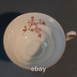 Set 6 MITTERTEICH Bavaria DOGWOOD Footed Tea Cup Saucer Gold Scalloped Embossed
