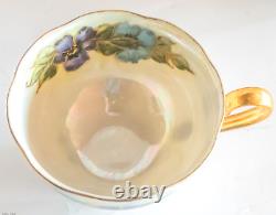 Set 6 Pearly Bone China Cups/Saucers with22K Gold Handles/Accents Signed K Mosher