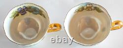 Set 6 Pearly Bone China Cups/Saucers with22K Gold Handles/Accents Signed K Mosher