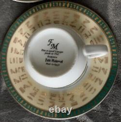 Set 6 Porcelain Cups & Saucers Pharaonic Made in Egypt King TUT 24k Gold Finish