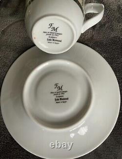 Set 6 Porcelain Cups & Saucers Pharaonic Made in Egypt King TUT 24k Gold Finish
