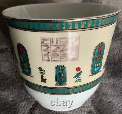 Set 6 Porcelain Cups & Saucers Pharaonic Made in Egypt King TUT 24k Gold Finish