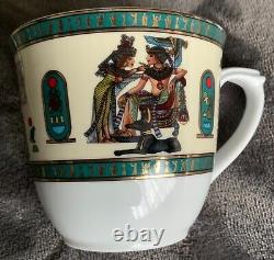 Set 6 Porcelain Cups & Saucers Pharaonic Made in Egypt King TUT 24k Gold Finish