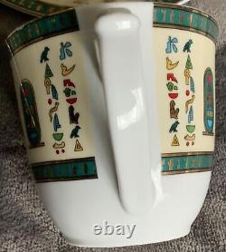 Set 6 Porcelain Cups & Saucers Pharaonic Made in Egypt King TUT 24k Gold Finish