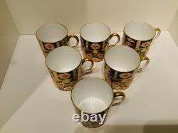 Set 6 Royal Crown Derby Imari 2451 Coffee Cups & Saucers 1927