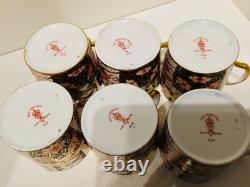 Set 6 Royal Crown Derby Imari 2451 Coffee Cups & Saucers