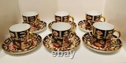 Set 6 Royal Crown Derby Imari 2451 Coffee Cups & Saucers
