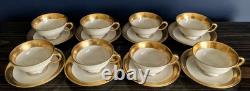 Set/8 Lenox China Westchester Footed Cups & Saucers 24k Gold Vintage Excellent