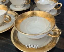 Set/8 Lenox China Westchester Footed Cups & Saucers 24k Gold Vintage Excellent