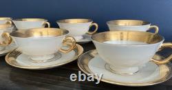 Set/8 Lenox China Westchester Footed Cups & Saucers 24k Gold Vintage Excellent