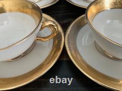Set/8 Lenox China Westchester Footed Cups & Saucers 24k Gold Vintage Excellent
