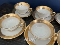 Set/8 Lenox China Westchester Footed Cups & Saucers 24k Gold Vintage Excellent