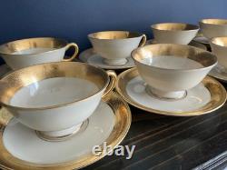 Set/8 Lenox China Westchester Footed Cups & Saucers 24k Gold Vintage Excellent