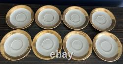 Set/8 Lenox China Westchester Footed Cups & Saucers 24k Gold Vintage Excellent