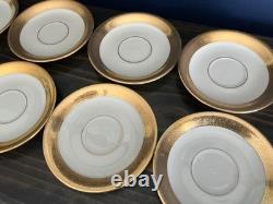 Set/8 Lenox China Westchester Footed Cups & Saucers 24k Gold Vintage Excellent