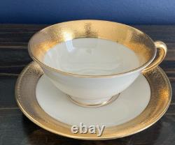Set/8 Lenox China Westchester Footed Cups & Saucers 24k Gold Vintage Excellent