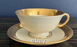 Set/8 Lenox China Westchester Footed Cups & Saucers 24k Gold Vintage Excellent