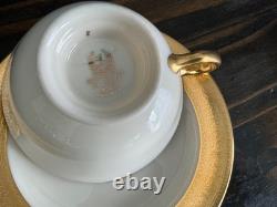 Set/8 Lenox China Westchester Footed Cups & Saucers 24k Gold Vintage Excellent