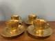 Set Four Pickard China Gold Rose And Daisy Cups/saucers 672