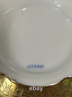 Set Four Pickard China Gold Rose and Daisy Cups/Saucers 672