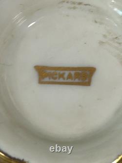 Set Four Pickard China Gold Rose and Daisy Cups/Saucers 672