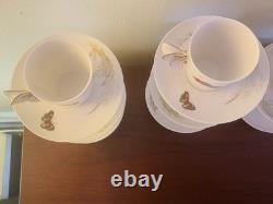 Set Of 12 Antique Butterfly Handle Haviland Limoges Cups Saucers HP w Gold Trim
