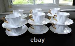 Set Of 12 Shelley Dainty Regency Bone China Gold Trim Cups And Saucers