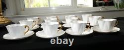 Set Of 12 Shelley Dainty Regency Bone China Gold Trim Cups And Saucers