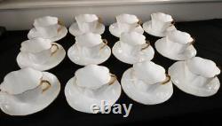 Set Of 12 Shelley Dainty Regency Bone China Gold Trim Cups And Saucers