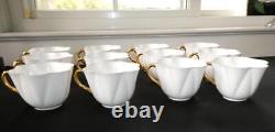 Set Of 12 Shelley Dainty Regency Bone China Gold Trim Cups And Saucers