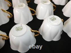 Set Of 12 Shelley Dainty Regency Bone China Gold Trim Cups And Saucers