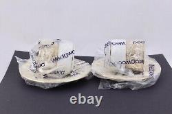 Set Of 2 Wedgwood Gold Florentine Coffee Espresso Demitasse Cups & Saucers New
