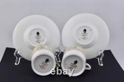 Set Of 2 Wedgwood Gold Florentine Coffee Espresso Demitasse Cups & Saucers New