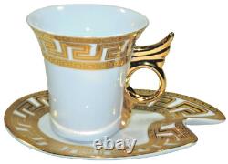 Set Of 6 Demitasse Cups & Saucers Gold Trim