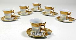 Set Of 6 Demitasse Cups & Saucers Gold Trim