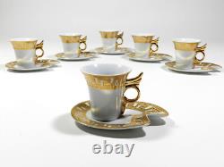 Set Of 6 Demitasse Cups & Saucers Gold Trim