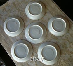 Set Of 6 Hand Painted Signed Bohemia Tea Coffee Cups & Saucers, Roses & Gold