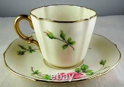 Set Of 6 Rare CAC Lenox Green Mark Tea Cup & Saucers Large Roses Gold Trim