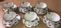 Set Of 6 Vintage Cherry China Brand Post WWII Japan Cups & Saucers withGold Trim