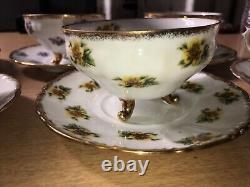 Set Of 6 Vintage Cherry China Brand Post WWII Japan Cups & Saucers withGold Trim