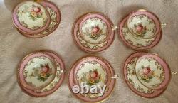 Set Of 6 Vintage Paragon Bone China Pink Gold Tea Cup & Saucer Double Warrant