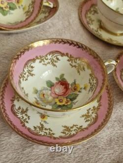 Set Of 6 Vintage Paragon Bone China Pink Gold Tea Cup & Saucer Double Warrant