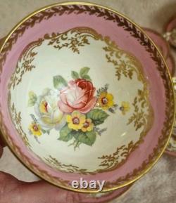 Set Of 6 Vintage Paragon Bone China Pink Gold Tea Cup & Saucer Double Warrant