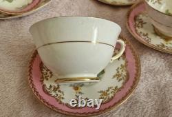 Set Of 6 Vintage Paragon Bone China Pink Gold Tea Cup & Saucer Double Warrant