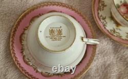 Set Of 6 Vintage Paragon Bone China Pink Gold Tea Cup & Saucer Double Warrant