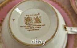 Set Of 6 Vintage Paragon Bone China Pink Gold Tea Cup & Saucer Double Warrant
